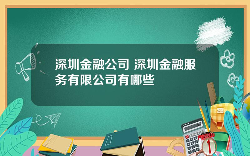 深圳金融公司 深圳金融服务有限公司有哪些